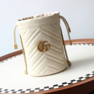 Gucci Calfskin Matelasse Mini GG Marmont 2.0 Bucket Bag